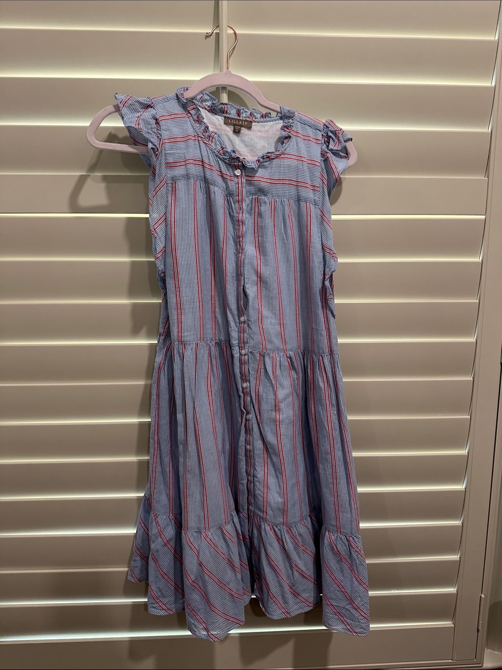 Women’s  Blue and Red Striped Lillla P  Button-Front Dress